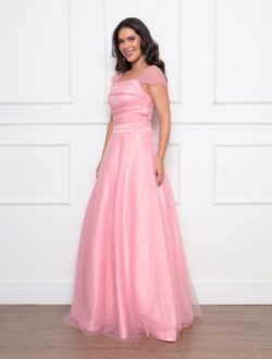 vestido festa tule rosa