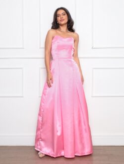 vestido de tafetá rosa