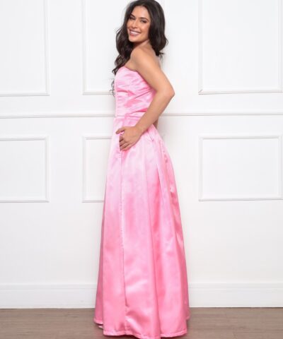 vestido de tafetá rosa