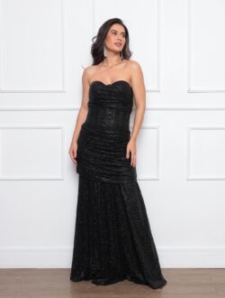 vestido drapeado glitter