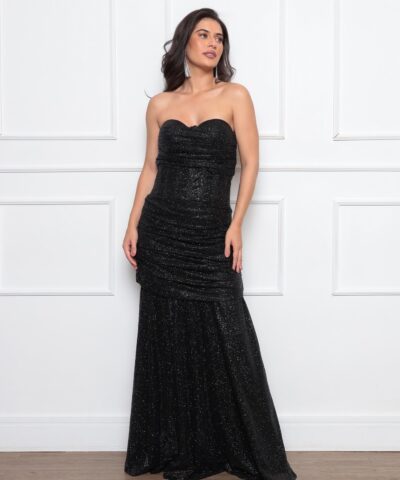 vestido drapeado glitter